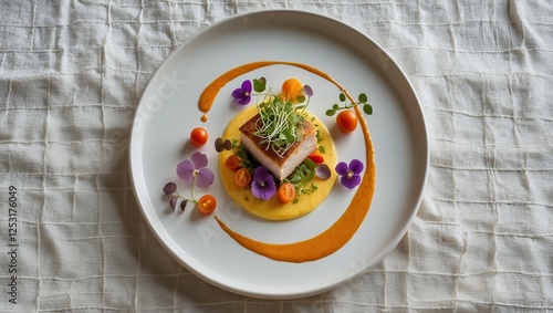 Wallpaper Mural Pan-Seared Fish with Creamy Polenta and Vibrant Garnish Torontodigital.ca