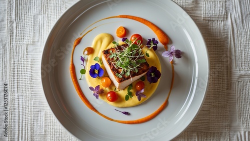 Wallpaper Mural Pan-Seared Fish with Creamy Polenta and Vibrant Garnish Torontodigital.ca