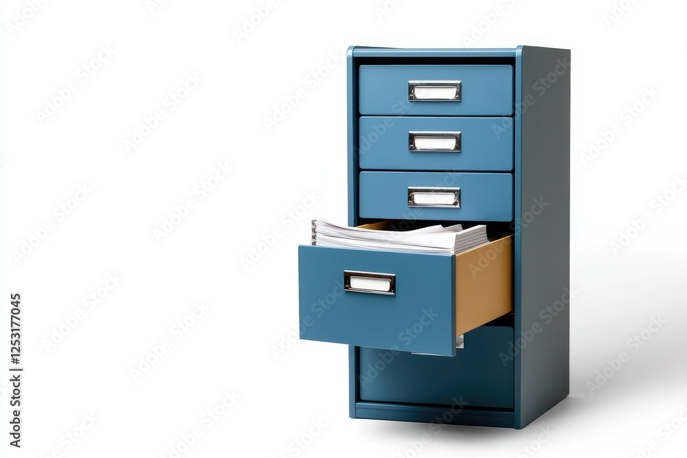 Modern Blue Filing Cabinet with Open Drawer Showcasing Organized Paperwork and Clean Minimalist Design for Office or Home Workspace Modern Blue Filing Cabinet with Open Drawer Showcasing Organized Paperwork and Clean Minimalist Design for Office or Home Workspace