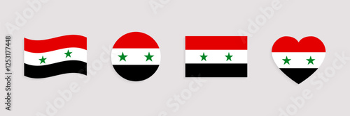 Syria flag vector set. Geometric shapes. Syrian national symbols collection. Web, national, travel, patriotic design elements. rectangle, round, love heart and waved flagstaff isolated icons Free Download Syria flag vector set. Geometric shapes. Syrian national symbols collection. Web, national, travel, patriotic design elements. rectangle, round, love heart and waved flagstaff isolated icons - GFXLoad