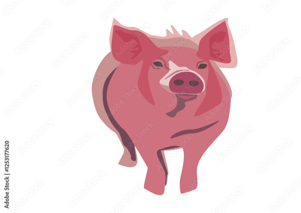 Illustration of a pig on a white background. Illustration of a pig on a white background.