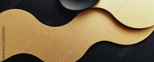 Abstract gold shapes with black accents in modern creative design