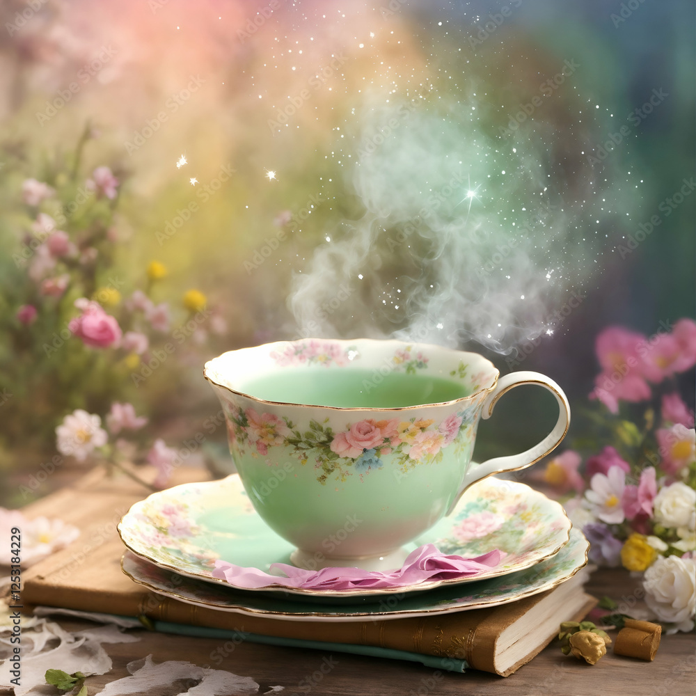 Fototapeta premium cup of tea with flowers