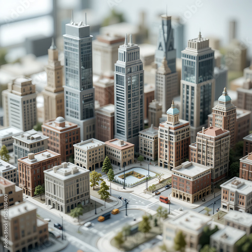 miniature skyscrapers in the city, generative ai photo