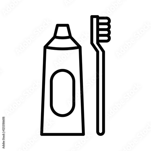 Toothbrush and toothpaste tube icon, vector design. Editable stroke.