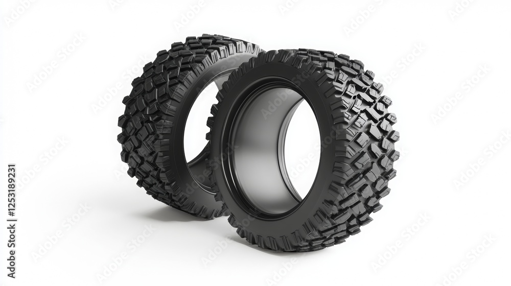Obraz premium New car tires isolated against a white background
