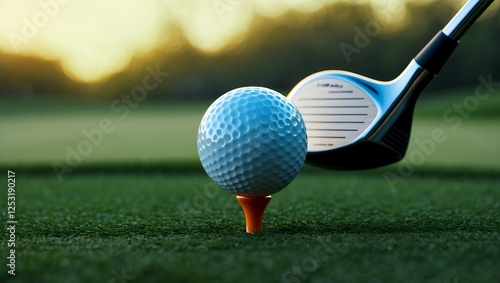Wallpaper Mural Close-Up of Golf Ball on Tee at Sunset Torontodigital.ca