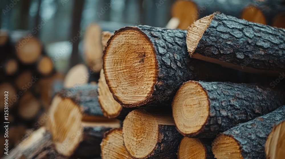 Stacked Logs Displaying Wood Grain Texture Stacked Logs Displaying Wood Grain Texture