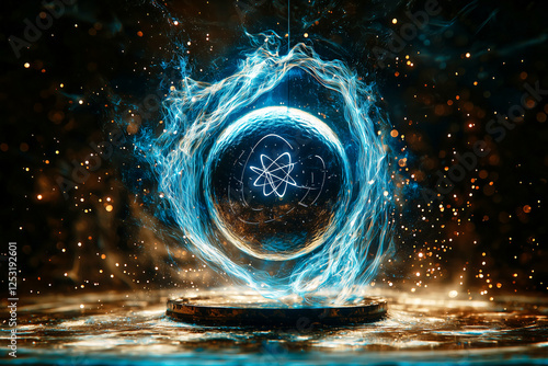 Magnetic field lines forming mesmerizing loops around a suspended iron sphere composition