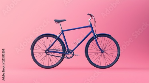 Classic Blue Bicycle on Pink Background: A Minimalist Cycling Image