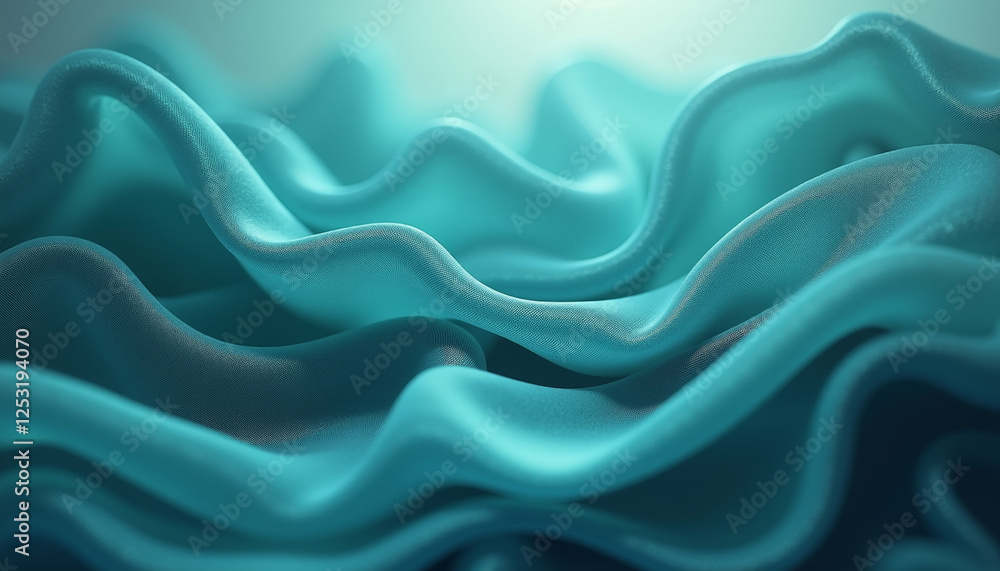 Fototapeta premium Elegant underwater silk background, fluid flowing textures in shades of teal and sapphire, graceful and mesmerizing
