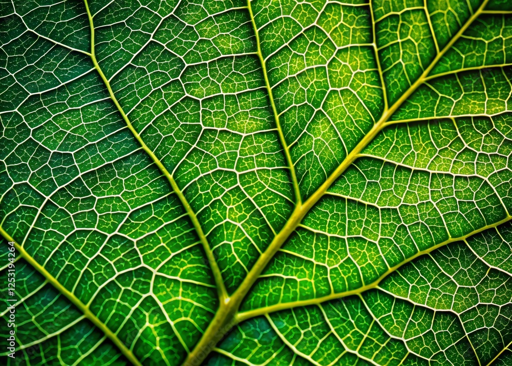 Vibrant Green Leaf Vein Detail: Close-Up Macro Photography Vibrant Green Leaf Vein Detail: Close-Up Macro Photography