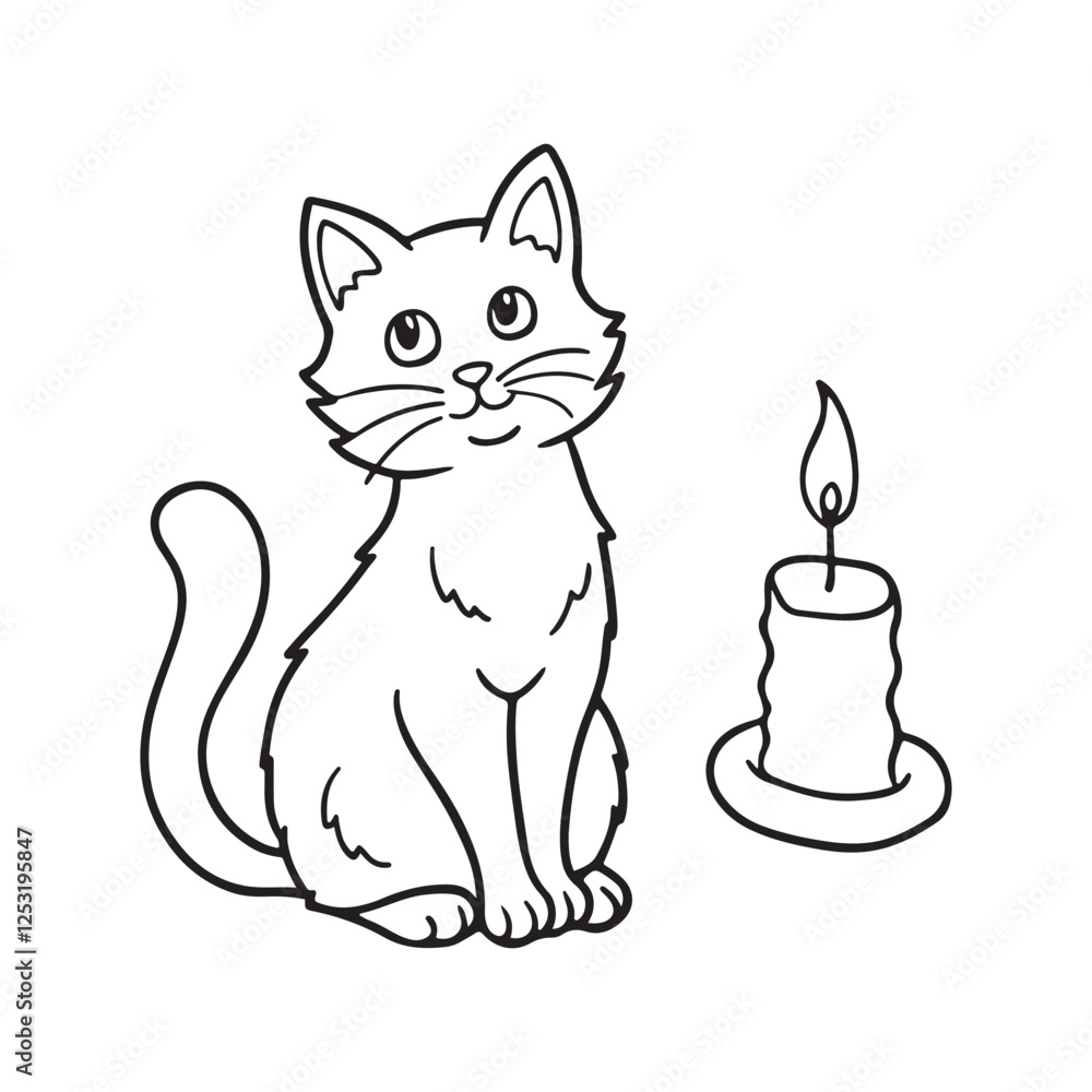 Obraz premium Cozy Coloring page, Line art, Bold and easy image, coloring sheet isolated vector illustration