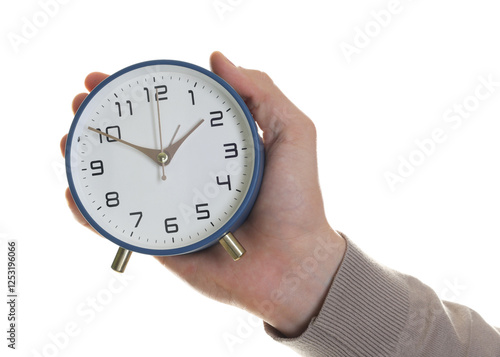 Wallpaper Mural Man with alarm clock on white background, closeup Torontodigital.ca