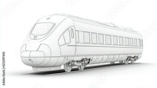 Professional Blueprint of High-Speed Train Design in CGI Format