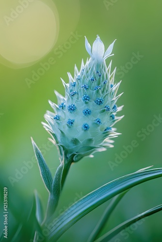 A closeup of Echium vulgare, or viper's bugloss, showcases its blue flowers with selective focus photo