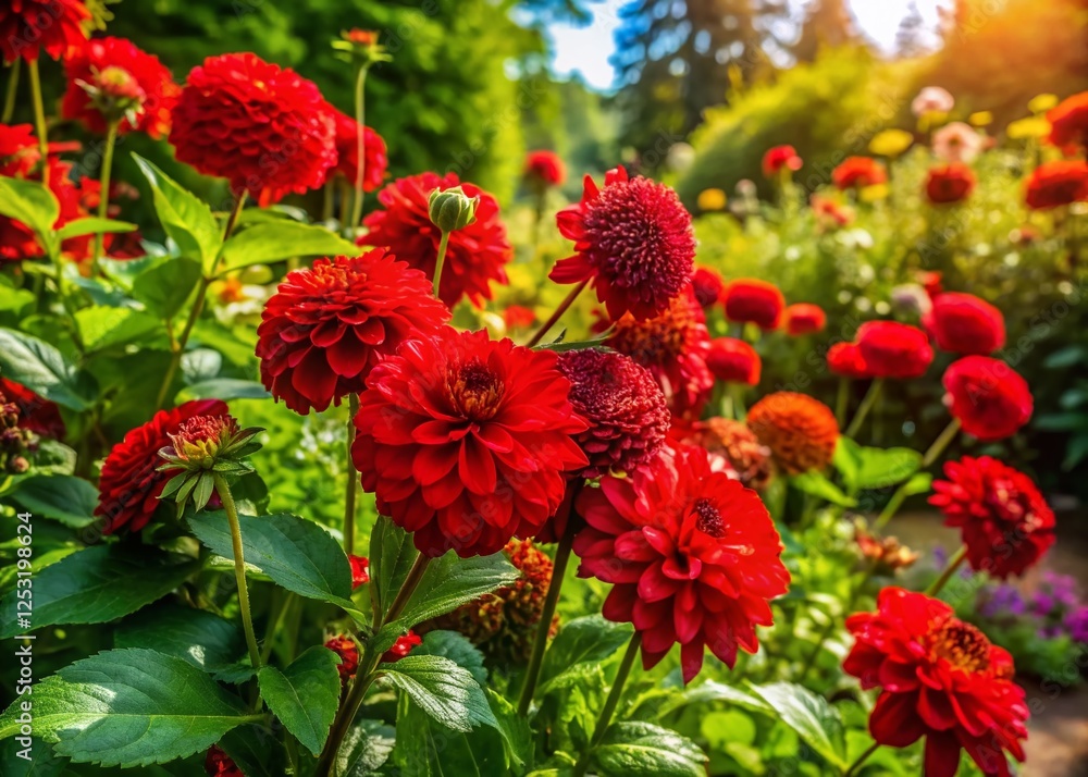Vibrant Red Summer Flowers in a Blooming Garden - Nature Photography Vibrant Red Summer Flowers in a Blooming Garden - Nature Photography