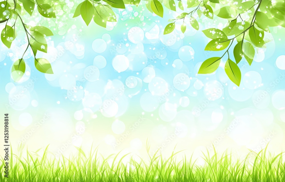 A lovely blurred background showcasing spring nature, with a neatly trimmed lawn and trees, under a blue sky dotted with clouds on a bright, sunny day A lovely blurred background showcasing spring nature, with a neatly trimmed lawn and trees, under a blue sky dotted with clouds on a bright, sunny day