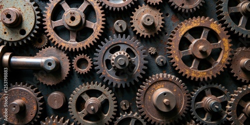 Wallpaper Mural Intricate Network of Rusty Gears A Detailed Close-Up of Interconnected Mechanical Components Torontodigital.ca