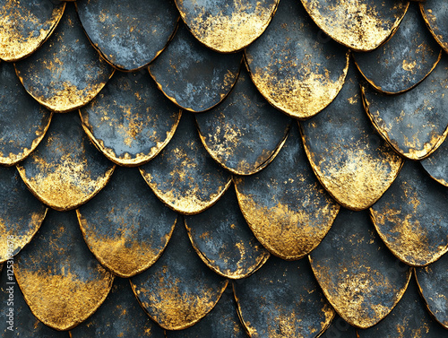 Wallpaper Mural Intricate Background of Shining Golden Scales Set Against a Textured Dark Surface Creates a Luxurious and Captivating Ambiance. Generative AI Torontodigital.ca