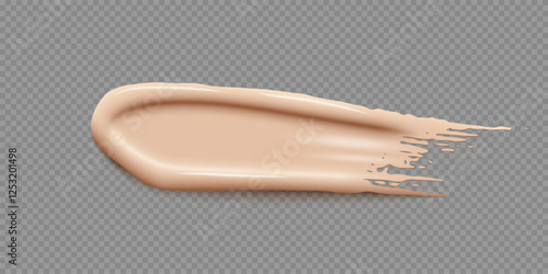 Makeup foundation swatch. Smear of liquid concealer. Beige textured cream. Face cosmetic product. Beauty industry. Realistic vector Illustration.