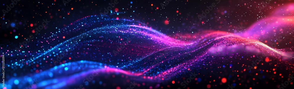 Abstract sound wave with audio visualizer background banner design, in blue and purple colors, vector illustration.