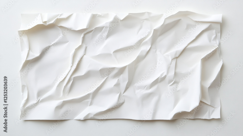 Obraz premium Crumpled white paper with creases and wrinkles, creating textured surface that adds depth and interest to any design project