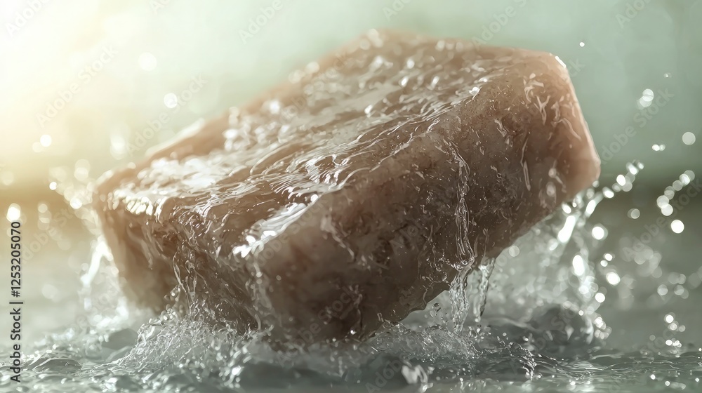 Fototapeta premium Brown Bar Soap Splashing in Water