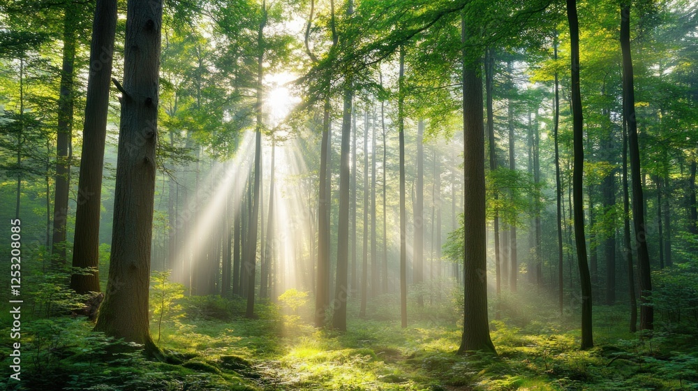 Sunbeams Illuminating a Mystical Forest Sunbeams Illuminating a Mystical Forest