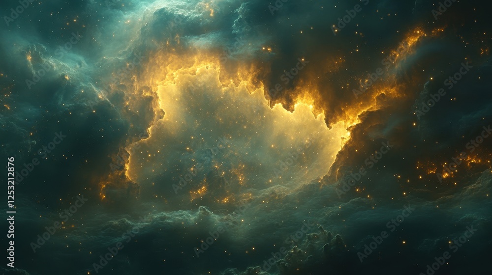 Fototapeta premium Cosmic Nebula, Glowing Gas Clouds, Space Background, Abstract Art, Sci-Fi
