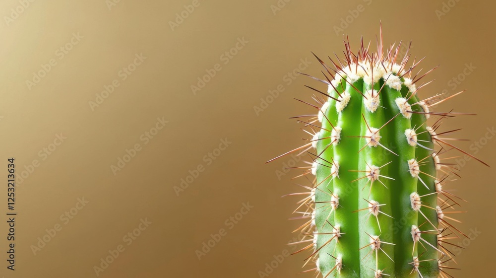 A close-up of a green cactus with sharp spines and intricate textures, set against a neutral background A close-up of a green cactus with sharp spines and intricate textures, set against a neutral background