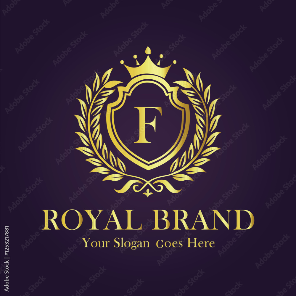 Fototapeta premium Luxury Gold Monogram Logo - Letter F