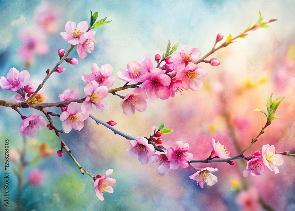 Watercolor Sakura Branches: Delicate Hand-Painted Spring Blossoms Watercolor Sakura Branches: Delicate Hand-Painted Spring Blossoms
