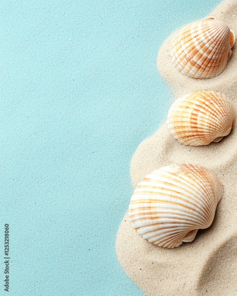Seashells on Sand Summer Beach Background Ocean Theme Coastal Vacation Tropical Relaxation Seashells on Sand Summer Beach Background Ocean Theme Coastal Vacation Tropical Relaxation