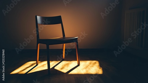 Wallpaper Mural Wooden chair, sunlit floor, dark room. Torontodigital.ca