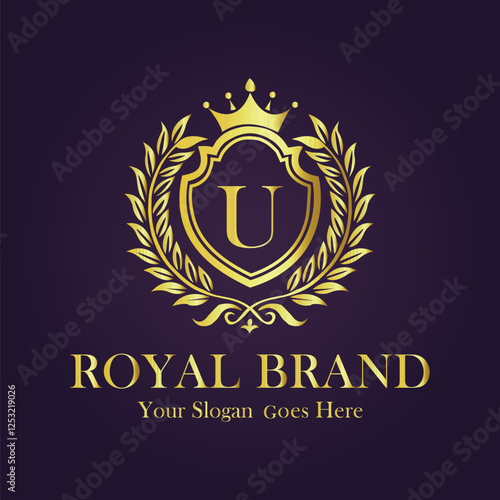 Luxury Gold Monogram Logo - Letter U