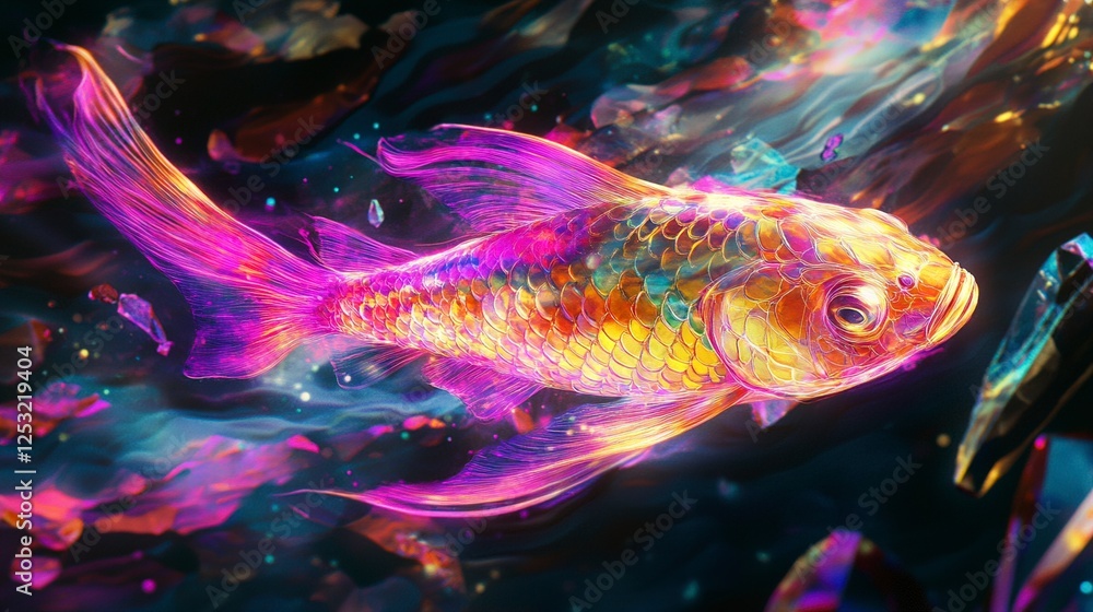 Obraz premium Luminous Koi A Vibrant Digital Art Fish