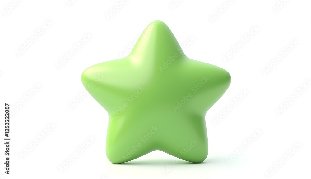 Cheerful green star with smooth rounded edges on a white background Cheerful green star with smooth rounded edges on a white background