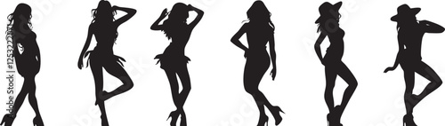 silhouettes of dancing girls vector