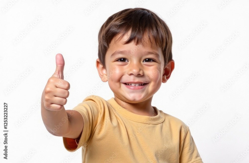 Portrait of smiling child showing thumb up on white background. Portrait of smiling child showing thumb up on white background.