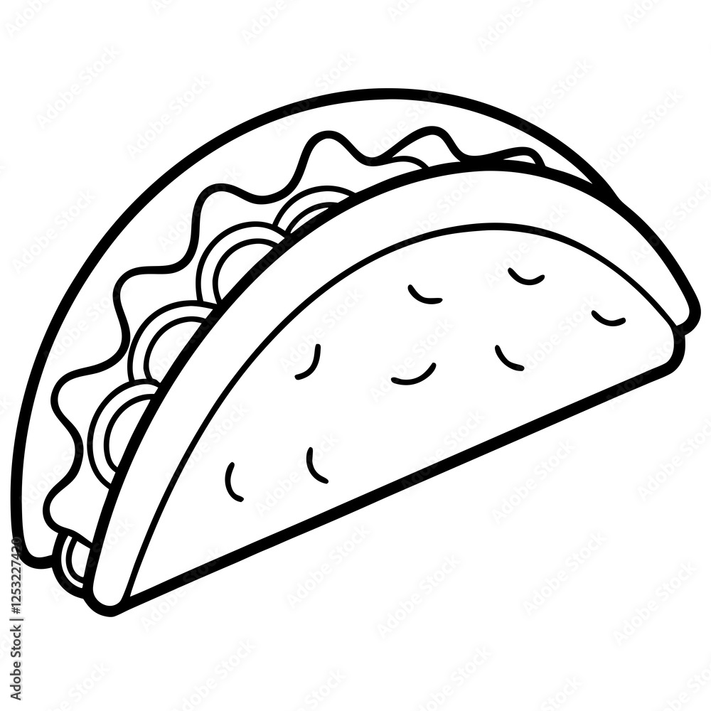 Outline Taco Illustration for Vector Art Outline Taco Illustration for Vector Art