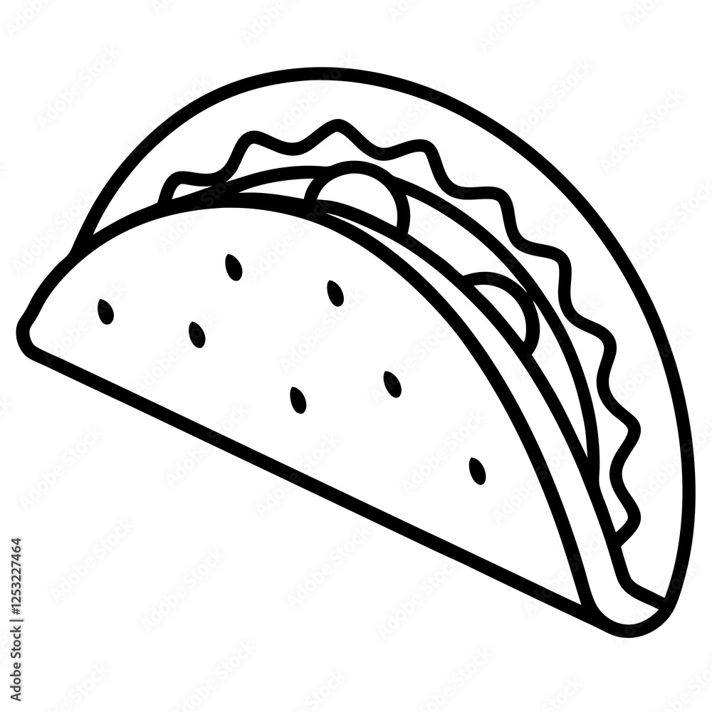 Outline Taco Illustration for Vector Art Outline Taco Illustration for Vector Art