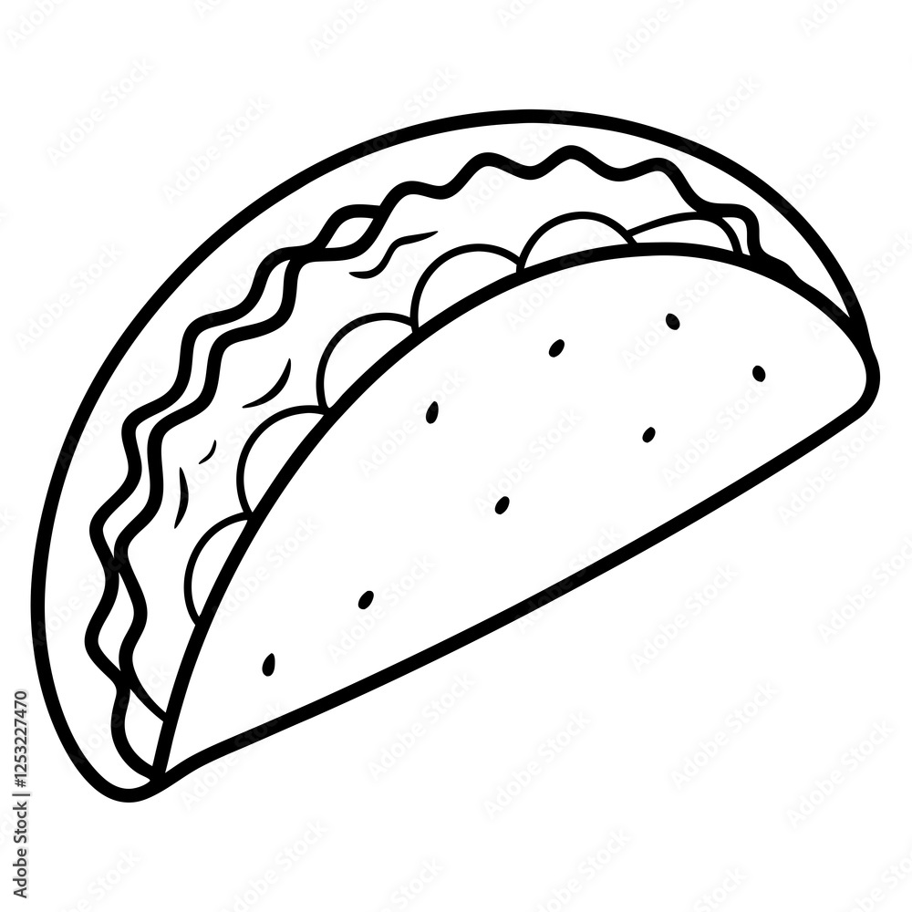 Outline Taco Illustration for Vector Art Outline Taco Illustration for Vector Art