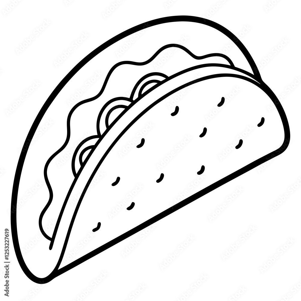 Outline Taco Illustration for Vector Art Outline Taco Illustration for Vector Art