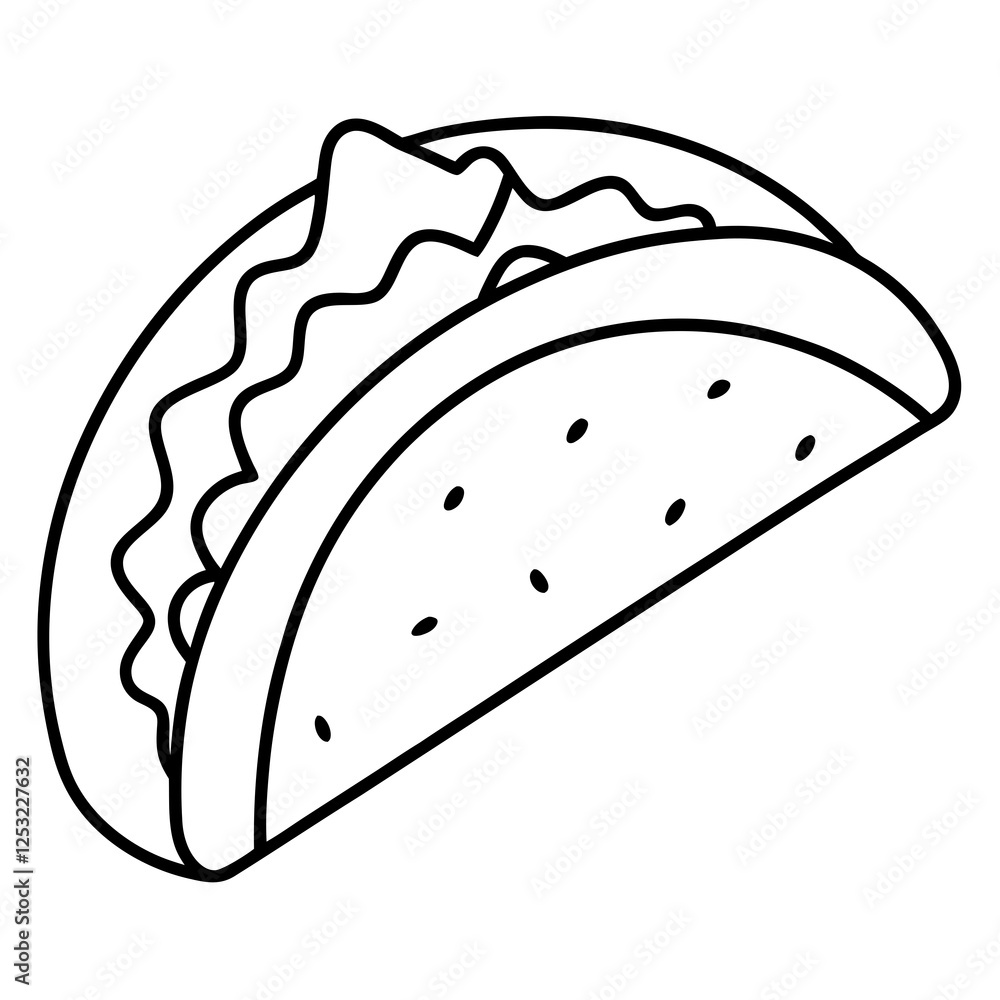 Outline Taco Illustration for Vector Art Outline Taco Illustration for Vector Art