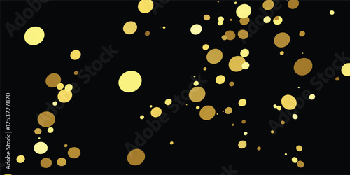 "Radiant Golden Confetti Floating Against a Bold Black Background: Luxe Glitter Design for New Year’s Eve Decorations, Wallpapers, and Brochure Templates"
