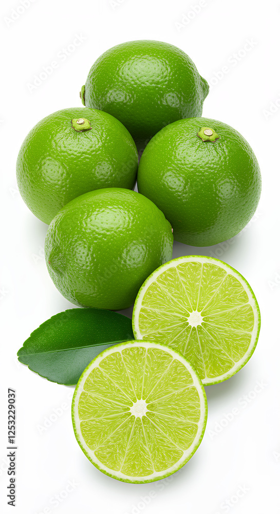 Fresh & Zesty Limes: Whole, Sliced, and Leafy Delight! Vibrant Green Citrus for Juicing, Cooking, & Refreshing Drinks Fresh & Zesty Limes: Whole, Sliced, and Leafy Delight! Vibrant Green Citrus for Juicing, Cooking, & Refreshing Drinks