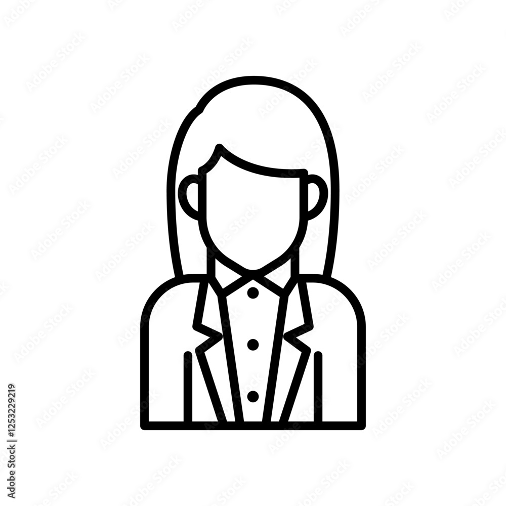 Outline Icon Representing Professional Businessperson or Female Employee Profile Outline Icon Representing Professional Businessperson or Female Employee Profile