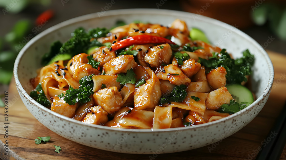 Delicious Pad See Ew Close-Up, A Tempting Thai Noodle Dish Detail Delicious Pad See Ew Close-Up, A Tempting Thai Noodle Dish Detail