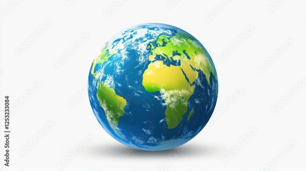 Earth globe, realistic model, white background, educational Earth globe, realistic model, white background, educational